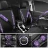 imageCAR PASS Bling Diamond Leather Car Seat Covers Sets 11 pcs Bling Car Accessories for Women Sparkly Rhinestone Steering Wheel Cover Sets Glitter Cute Car Interior Sets for Women Girl Silver DiamondViolet Purple
