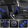 imageCAR PASS Bling Diamond Leather Car Seat Covers Sets 11 pcs Bling Car Accessories for Women Sparkly Rhinestone Steering Wheel Cover Sets Glitter Cute Car Interior Sets for Women Girl Silver DiamondBlue Diamond