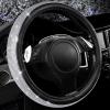 imageCAR PASS Bling Diamond Leather Car Seat Covers Sets 11 pcs Bling Car Accessories for Women Sparkly Rhinestone Steering Wheel Cover Sets Glitter Cute Car Interior Sets for Women Girl Silver DiamondSilver Rhinestone