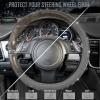 imageCAR PASS Bling Diamond Leather Steering Wheel Cover with Bling Sparkly Crystal Glitter Rhinestones Universal Fit 145in15in Car Wheel Protector for Women Girl Fit SuvsVansSedansCarTrucks SilverGray Diamond