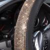 imageCAR PASS Bling Diamond Leather Steering Wheel Cover with Bling Sparkly Crystal Glitter Rhinestones Universal Fit 145in15in Car Wheel Protector for Women Girl Fit SuvsVansSedansCarTrucks SilverBlack Gold