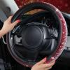 imageCAR PASS Bling Diamond Leather Steering Wheel Cover with Bling Sparkly Crystal Glitter Rhinestones Universal Fit 145in15in Car Wheel Protector for Women Girl Fit SuvsVansSedansCarTrucks SilverRed Silver Diamond