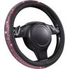 imageCAR PASS Bling Diamond Leather Steering Wheel Cover with Bling Sparkly Crystal Glitter Rhinestones Universal Fit 145in15in Car Wheel Protector for Women Girl Fit SuvsVansSedansCarTrucks SilverPink Diamond on Velvet