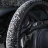 imageCAR PASS Bling Diamond Leather Steering Wheel Cover with Bling Sparkly Crystal Glitter Rhinestones Universal Fit 145in15in Car Wheel Protector for Women Girl Fit SuvsVansSedansCarTrucks SilverBlack Silver Diamond