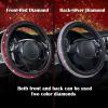 imageCAR PASS Bling Diamond Leather Steering Wheel Cover with Bling Sparkly Crystal Glitter Rhinestones Universal Fit 145in15in Car Wheel Protector for Women Girl Fit SuvsVansSedansCarTrucks SilverRed Silver Diamond