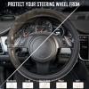 imageCAR PASS Bling Diamond Leather Steering Wheel Cover with Bling Sparkly Crystal Glitter Rhinestones Universal Fit 145in15in Car Wheel Protector for Women Girl Fit SuvsVansSedansCarTrucks SilverBlack Crystal Holder Silver Diamond