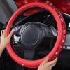 imageCAR PASS Bling Diamond Leather Steering Wheel Cover with Bling Sparkly Crystal Glitter Rhinestones Universal Fit 145in15in Car Wheel Protector for Women Girl Fit SuvsVansSedansCarTrucks SilverRed Diamond on Velvet