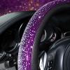 imageCAR PASS Bling Diamond Leather Steering Wheel Cover with Bling Sparkly Crystal Glitter Rhinestones Universal Fit 145in15in Car Wheel Protector for Women Girl Fit SuvsVansSedansCarTrucks SilverViolet Silver Diamond