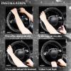 imageCAR PASS Bling Diamond Leather Steering Wheel Cover with Bling Sparkly Crystal Glitter Rhinestones Universal Fit 145in15in Car Wheel Protector for Women Girl Fit SuvsVansSedansCarTrucks SilverBlack Crystal Holder Silver Diamond
