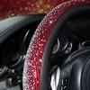 imageCAR PASS Bling Diamond Leather Steering Wheel Cover with Bling Sparkly Crystal Glitter Rhinestones Universal Fit 145in15in Car Wheel Protector for Women Girl Fit SuvsVansSedansCarTrucks SilverRed Silver Diamond