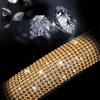 imageCAR PASS Bling Diamond Leather Steering Wheel Cover with Bling Sparkly Crystal Glitter Rhinestones Universal Fit 145in15in Car Wheel Protector for Women Girl Fit SuvsVansSedansCarTrucks SilverGold Diamond