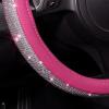 imageCAR PASS Bling Diamond Leather Steering Wheel Cover with Bling Sparkly Crystal Glitter Rhinestones Universal Fit 145in15in Car Wheel Protector for Women Girl Fit SuvsVansSedansCarTrucks SilverPink Leather Diamond