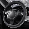 imageCAR PASS Bling Diamond Leather Steering Wheel Cover with Bling Sparkly Crystal Glitter Rhinestones Universal Fit 145in15in Car Wheel Protector for Women Girl Fit SuvsVansSedansCarTrucks SilverBlack Crystal Holder Silver Diamond