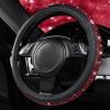 imageCAR PASS Bling Diamond Leather Steering Wheel Cover with Bling Sparkly Crystal Glitter Rhinestones Universal Fit 145in15in Car Wheel Protector for Women Girl Fit SuvsVansSedansCarTrucks SilverRed Diamond