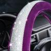 imageCAR PASS Bling Diamond Leather Steering Wheel Cover with Bling Sparkly Crystal Glitter Rhinestones Universal Fit 145in15in Car Wheel Protector for Women Girl Fit SuvsVansSedansCarTrucks SilverVelvet Purple Diamond