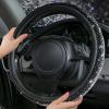 imageCAR PASS Bling Diamond Leather Steering Wheel Cover with Bling Sparkly Crystal Glitter Rhinestones Universal Fit 145in15in Car Wheel Protector for Women Girl Fit SuvsVansSedansCarTrucks SilverBlack Silver Diamond