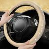 imageCAR PASS Bling Diamond Leather Steering Wheel Cover with Bling Sparkly Crystal Glitter Rhinestones Universal Fit 145in15in Car Wheel Protector for Women Girl Fit SuvsVansSedansCarTrucks SilverBeige Leather