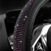 imageCAR PASS Bling Diamond Leather Steering Wheel Cover with Bling Sparkly Crystal Glitter Rhinestones Universal Fit 145in15in Car Wheel Protector for Women Girl Fit SuvsVansSedansCarTrucks SilverPurple