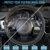 imageCAR PASS Bling Diamond Leather Steering Wheel Cover with Bling Sparkly Crystal Glitter Rhinestones Universal Fit 145in15in Car Wheel Protector for Women Girl Fit SuvsVansSedansCarTrucks SilverMint Diamond