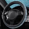 imageCAR PASS Bling Diamond Leather Steering Wheel Cover with Bling Sparkly Crystal Glitter Rhinestones Universal Fit 145in15in Car Wheel Protector for Women Girl Fit SuvsVansSedansCarTrucks SilverMint Diamond