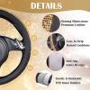 imageCAR PASS Bling Diamond Leather Steering Wheel Cover with Bling Sparkly Crystal Glitter Rhinestones Universal Fit 145in15in Car Wheel Protector for Women Girl Fit SuvsVansSedansCarTrucks SilverGold Diamond