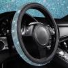 imageCAR PASS Bling Diamond Leather Steering Wheel Cover with Bling Sparkly Crystal Glitter Rhinestones Universal Fit 145in15in Car Wheel Protector for Women Girl Fit SuvsVansSedansCarTrucks SilverMint Diamond