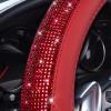 imageCAR PASS Bling Diamond Leather Steering Wheel Cover with Bling Sparkly Crystal Glitter Rhinestones Universal Fit 145in15in Car Wheel Protector for Women Girl Fit SuvsVansSedansCarTrucks SilverRed Diamond on Velvet