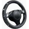 imageCAR PASS Bling Diamond Leather Steering Wheel Cover with Bling Sparkly Crystal Glitter Rhinestones Universal Fit 145in15in Car Wheel Protector for Women Girl Fit SuvsVansSedansCarTrucks SilverBlack Diamond on Velvet