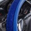 imageCAR PASS Bling Diamond Leather Steering Wheel Cover with Bling Sparkly Crystal Glitter Rhinestones Universal Fit 145in15in Car Wheel Protector for Women Girl Fit SuvsVansSedansCarTrucks SilverBlue Leather Diamond