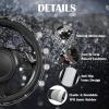 imageCAR PASS Bling Diamond Leather Steering Wheel Cover with Bling Sparkly Crystal Glitter Rhinestones Universal Fit 145in15in Car Wheel Protector for Women Girl Fit SuvsVansSedansCarTrucks SilverCow Diamond