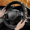 imageCAR PASS Bling Diamond Leather Steering Wheel Cover with Bling Sparkly Crystal Glitter Rhinestones Universal Fit 145in15in Car Wheel Protector for Women Girl Fit SuvsVansSedansCarTrucks SilverLeopard Diamond