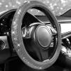imageCAR PASS Bling Diamond Leather Steering Wheel Cover with Bling Sparkly Crystal Glitter Rhinestones Universal Fit 145in15in Car Wheel Protector for Women Girl Fit SuvsVansSedansCarTrucks SilverGray Diamond