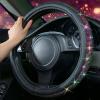 imageCAR PASS Bling Diamond Leather Steering Wheel Cover with Bling Sparkly Crystal Glitter Rhinestones Universal Fit 145in15in Car Wheel Protector for Women Girl Fit SuvsVansSedansCarTrucks SilverColorful Diamond