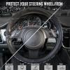 imageCAR PASS Bling Diamond Leather Steering Wheel Cover with Bling Sparkly Crystal Glitter Rhinestones Universal Fit 145in15in Car Wheel Protector for Women Girl Fit SuvsVansSedansCarTrucks SilverZebra Print Diamond