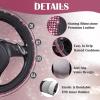 imageCAR PASS Bling Diamond Leather Steering Wheel Cover with Bling Sparkly Crystal Glitter Rhinestones Universal Fit 145in15in Car Wheel Protector for Women Girl Fit SuvsVansSedansCarTrucks SilverPink Diamond on Velvet