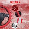 imageCAR PASS Bling Diamond Leather Steering Wheel Cover with Bling Sparkly Crystal Glitter Rhinestones Universal Fit 145in15in Car Wheel Protector for Women Girl Fit SuvsVansSedansCarTrucks SilverRed Diamond on Velvet