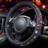 imageCAR PASS Bling Diamond Leather Steering Wheel Cover with Bling Sparkly Crystal Glitter Rhinestones Universal Fit 145in15in Car Wheel Protector for Women Girl Fit SuvsVansSedansCarTrucks SilverColorful Diamond