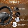 imageCAR PASS Bling Diamond Leather Steering Wheel Cover with Bling Sparkly Crystal Glitter Rhinestones Universal Fit 145in15in Car Wheel Protector for Women Girl Fit SuvsVansSedansCarTrucks SilverLeopard Diamond