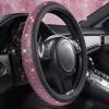 imageCAR PASS Bling Diamond Leather Steering Wheel Cover with Bling Sparkly Crystal Glitter Rhinestones Universal Fit 145in15in Car Wheel Protector for Women Girl Fit SuvsVansSedansCarTrucks SilverPink Diamond on Velvet