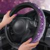 imageCAR PASS Bling Diamond Leather Steering Wheel Cover with Bling Sparkly Crystal Glitter Rhinestones Universal Fit 145in15in Car Wheel Protector for Women Girl Fit SuvsVansSedansCarTrucks SilverViolet Silver Diamond