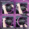 imageCAR PASS Bling Diamond Leather Steering Wheel Cover with Bling Sparkly Crystal Glitter Rhinestones Universal Fit 145in15in Car Wheel Protector for Women Girl Fit SuvsVansSedansCarTrucks SilverVelvet Purple Diamond