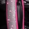 imageCAR PASS Bling Diamond Leather Steering Wheel Cover with Bling Sparkly Crystal Glitter Rhinestones Universal Fit 145in15in Car Wheel Protector for Women Girl Fit SuvsVansSedansCarTrucks SilverPink Leather Diamond