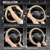 imageCAR PASS Bling Diamond Leather Steering Wheel Cover with Bling Sparkly Crystal Glitter Rhinestones Universal Fit 145in15in Car Wheel Protector for Women Girl Fit SuvsVansSedansCarTrucks SilverBeige Leather