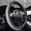 imageCAR PASS Bling Diamond Leather Steering Wheel Cover with Bling Sparkly Crystal Glitter Rhinestones Universal Fit 145in15in Car Wheel Protector for Women Girl Fit SuvsVansSedansCarTrucks SilverSilver Diamond