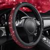 imageCAR PASS Bling Diamond Leather Steering Wheel Cover with Bling Sparkly Crystal Glitter Rhinestones Universal Fit 145in15in Car Wheel Protector for Women Girl Fit SuvsVansSedansCarTrucks SilverRed Diamond