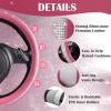 imageCAR PASS Bling Diamond Leather Steering Wheel Cover with Bling Sparkly Crystal Glitter Rhinestones Universal Fit 145in15in Car Wheel Protector for Women Girl Fit SuvsVansSedansCarTrucks SilverPink 36