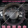 imageCAR PASS Bling Diamond Leather Steering Wheel Cover with Bling Sparkly Crystal Glitter Rhinestones Universal Fit 145in15in Car Wheel Protector for Women Girl Fit SuvsVansSedansCarTrucks SilverPink Diamond on Velvet