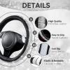 imageCAR PASS Bling Diamond Leather Steering Wheel Cover with Bling Sparkly Crystal Glitter Rhinestones Universal Fit 145in15in Car Wheel Protector for Women Girl Fit SuvsVansSedansCarTrucks SilverSilver Diamond