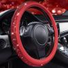 imageCAR PASS Bling Diamond Leather Steering Wheel Cover with Bling Sparkly Crystal Glitter Rhinestones Universal Fit 145in15in Car Wheel Protector for Women Girl Fit SuvsVansSedansCarTrucks SilverRed Diamond on Velvet