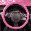imageCAR PASS Bling Diamond Leather Steering Wheel Cover with Bling Sparkly Crystal Glitter Rhinestones Universal Fit 145in15in Car Wheel Protector for Women Girl Fit SuvsVansSedansCarTrucks SilverPink Leather Diamond